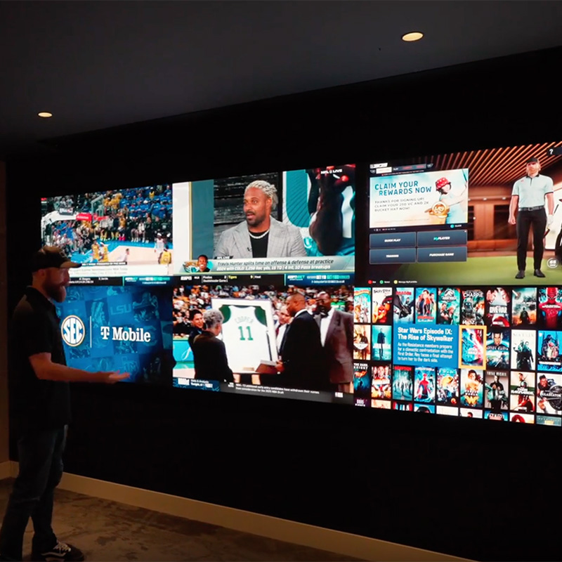 See how 151” video walls can instantly level up your living room, media rooms + home theater